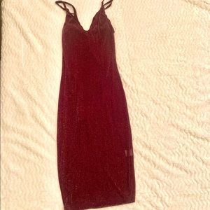 Burgundy Spaghetti Strap Fashion Nova Midi Dress